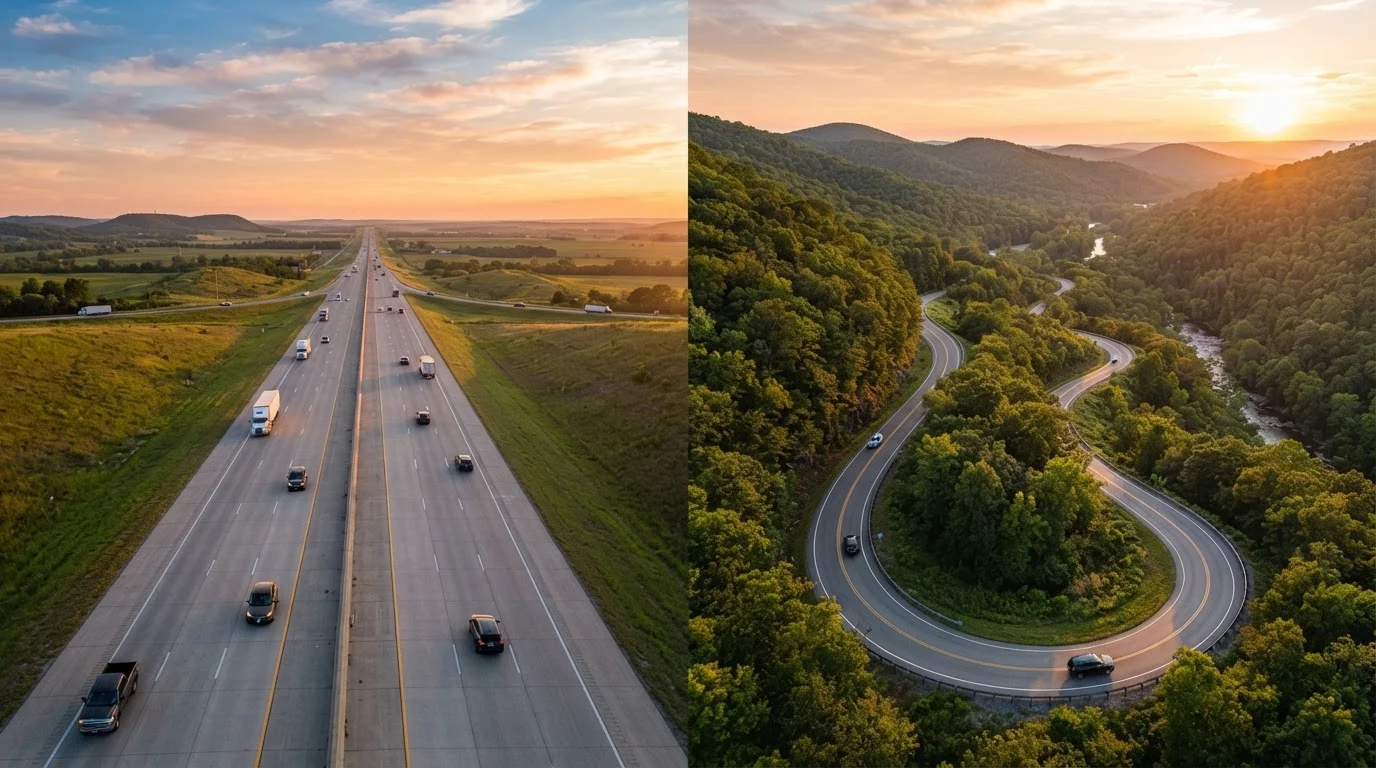 Scenic Routes vs. Interstates: What Each Type of Road Actually Offers